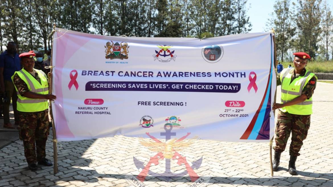 KENYA DEFENCE  FORCES COLLABORATES WITH MINISTRY OF HEALTH IN A BREAST CANCER AWARENESS CAMPAIGN