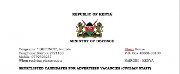SHORTLISTED CANDIDATES FOR ADVERTISED VACANCIES (CIVILIAN STAFF)