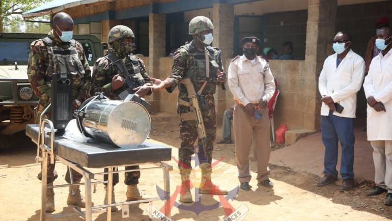 MULTIAGENCY SECURITY TEAM IN LAIKIPIA CONDUCT MEDICAP AND DONATE EQUIPMENT AT OL MORAN.