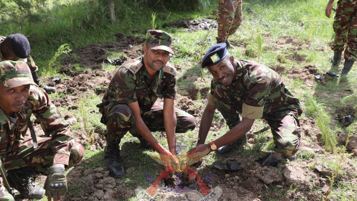 KENYA ARMY CORPS OF TRANSPORT PARTICIPATES IN A TREE PLANTING EXERCISE