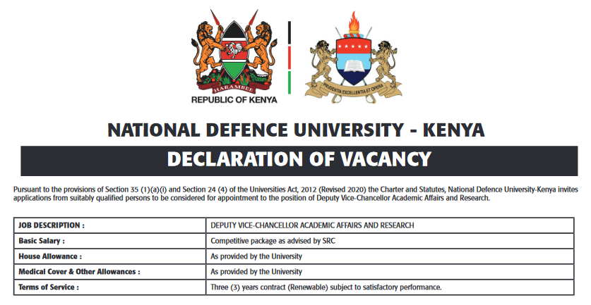 DEPUTY VICE-CHANCELLOR ACADEMIC AFFAIRS AND RESEARCH