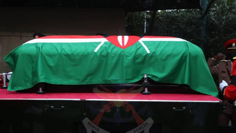 PRESIDENT KENYATTA LEADS THE COUNTRY IN VIEWING THE BODY OF THE LATE RETIRED PRESIDENT KIBAKI