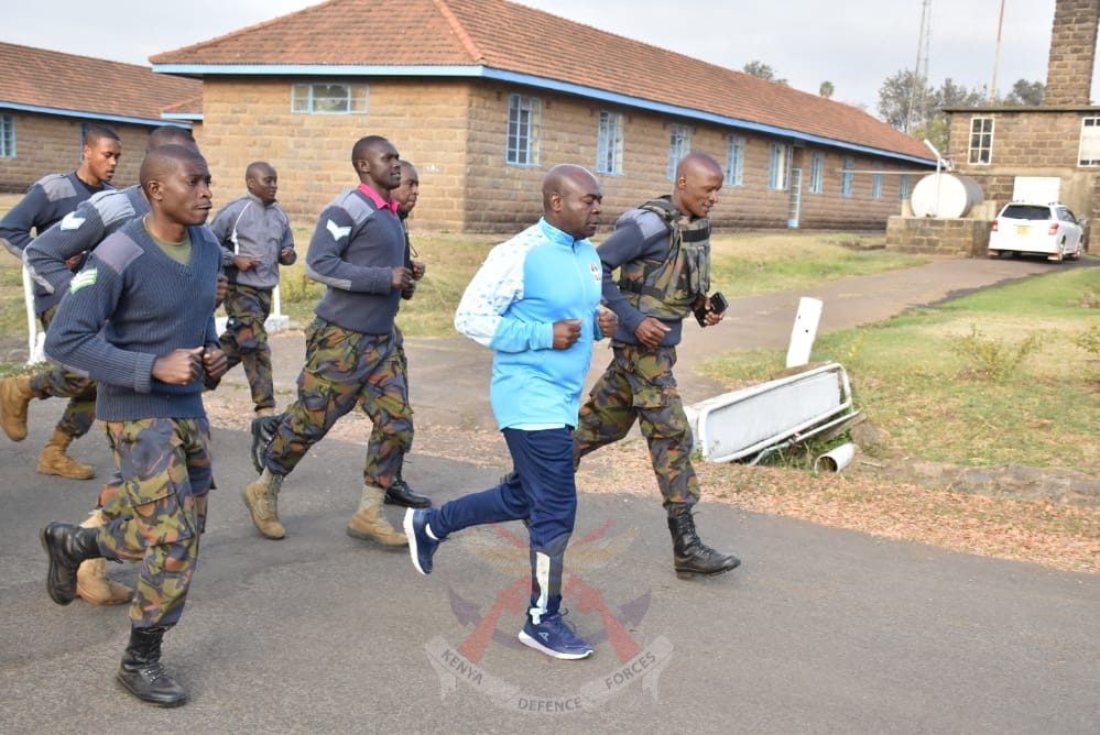 COMMANDER KENYA AIR FORCE LEADS TROOPS IN UNDERTAKING A DEFENSE FORCES PHYSICAL READINESS TEST