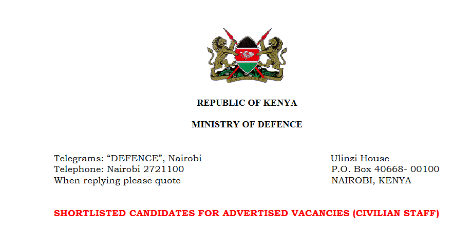 SHORTLISTED CANDIDATES FOR ADVERTISED VACANCIES (CIVILIAN STAFF)