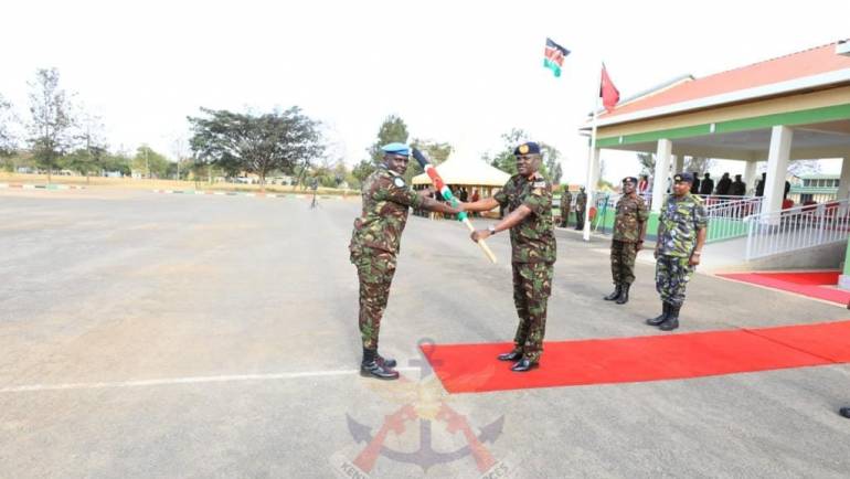 COMMANDER KENYA ARMY FLAGS OFF SIGNALS COMPANY TO UN MISSION IN THE DEMOCRATIC REPUBLIC OF CONGO