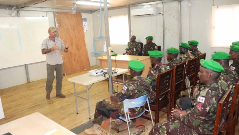 UNMAS TRAIN ATMIS KDF TROOPS AND SSF ON ROUTE SEARCH AND IED CLEARANCE.