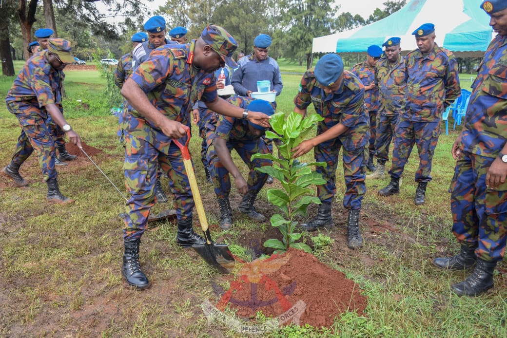 COMMANDER KENYA AIR FORCE LEADS PERSONNEL IN TREE PLANTING EXERCISE