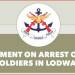 STATEMENT ON ARREST OF KDF SOLDIERS IN LODWAR