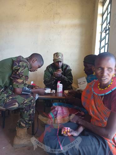 KDF CONDUCTS MEDICAMP AND DONATES FOODSTUFF