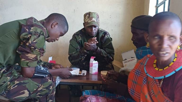 KDF CONDUCTS MEDICAMP AND DONATES FOODSTUFF