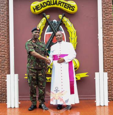 BISHOP OF MILITARY ORDINARIATE PAYS COURTESY CALL ON COMMANDER KENYA ARMY