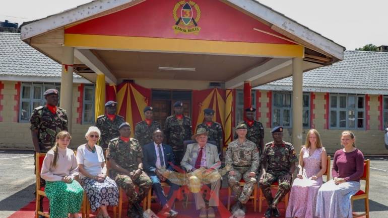 FIRST ADJUTANT OF 3 KENYA RIFLES VISITS LANET BARRACKS